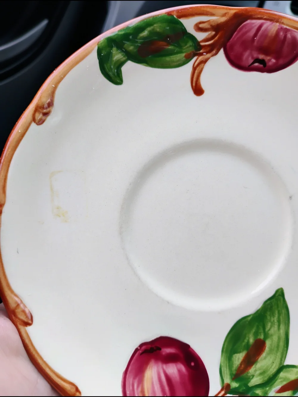 Vintage Franciscan Hand-Painted Fruit Saucer in Cream, Red, Green